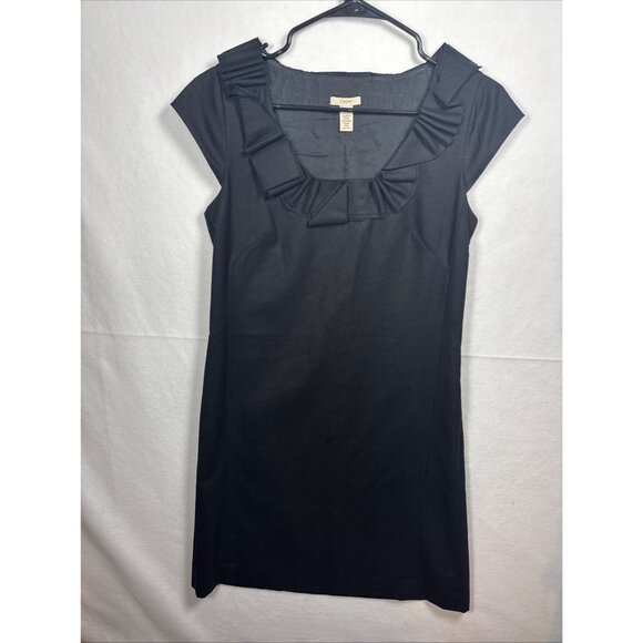 J.Crew Black Ruffle Neck Wool Dress Size 4 Made In China wool - Picture 2 of 8
